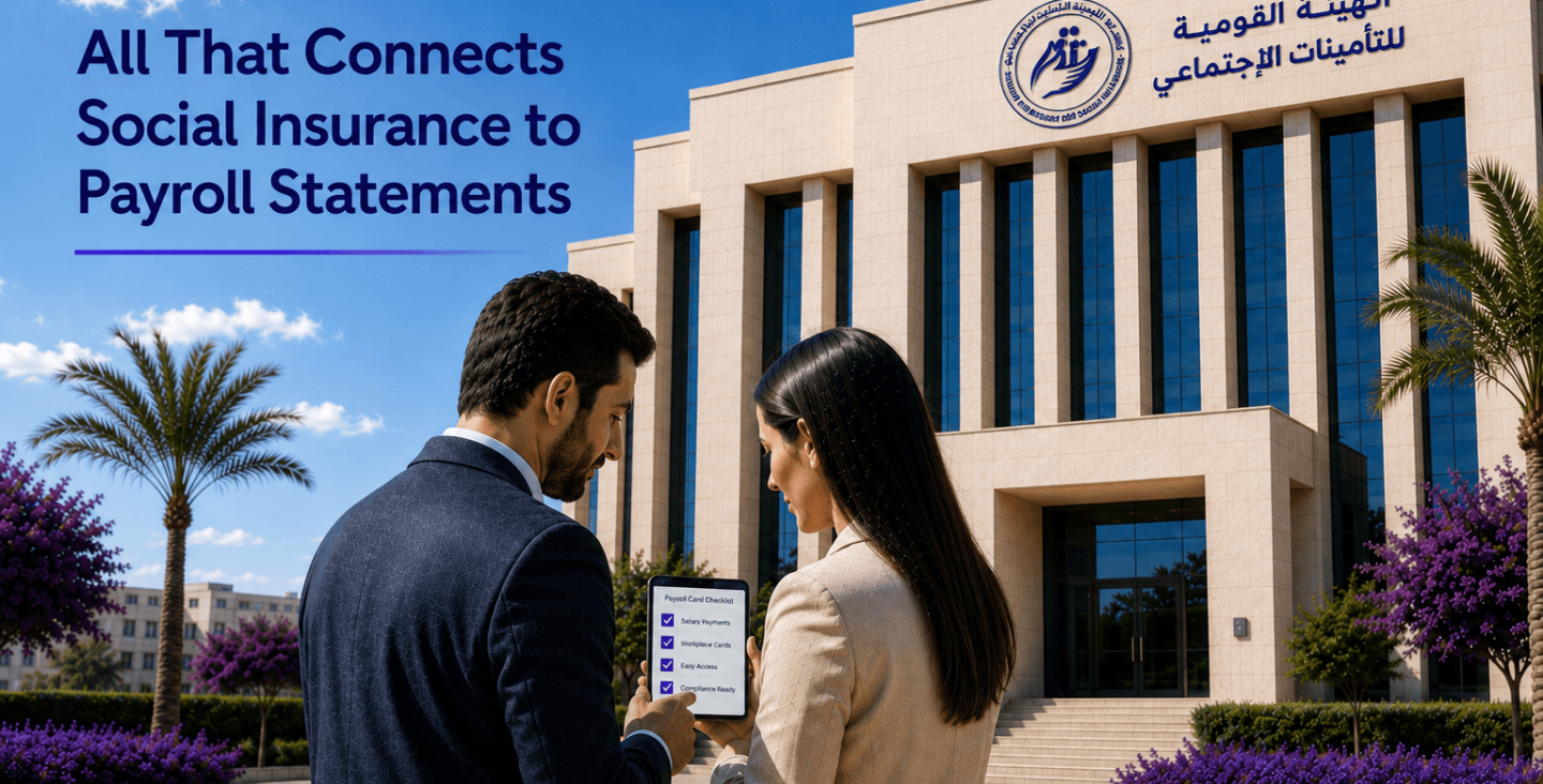 Clean payroll statements for Egyptian Social Insurance: HR and finance reviewing NOSI filing