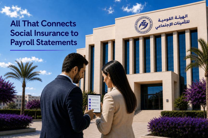 Clean payroll statements for Egyptian Social Insurance: HR and finance reviewing NOSI filing