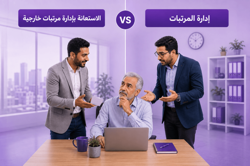المرتبات جوه الشركة مقابل بره الشركة: قرار بيعتمد على أكتر من عدد الموظفين بس.